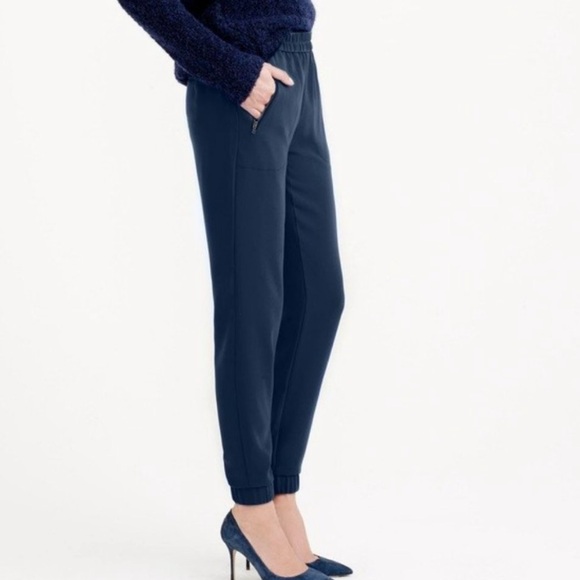 J.Crew Turner High Rise Pull-On Navy Blue Jogger Slacks Pants Size 12 - Picture 4 of 12